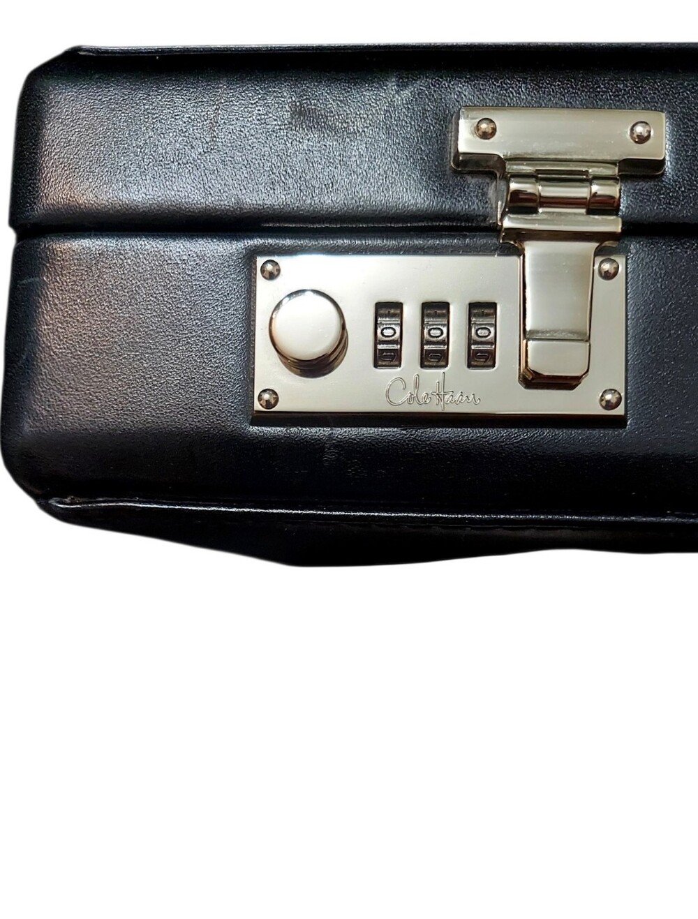Cole Haan Black Leather Classic Hardshell Attache Briefcase Gently Loved - Picture 7 of 11